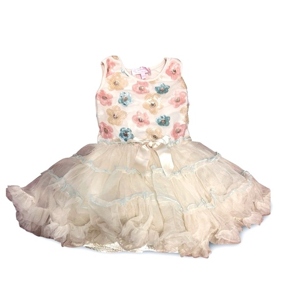 Popatu Girls' Sequin Flower Tutu Dress Multicolor Size 4T Party - Picture 1 of 4